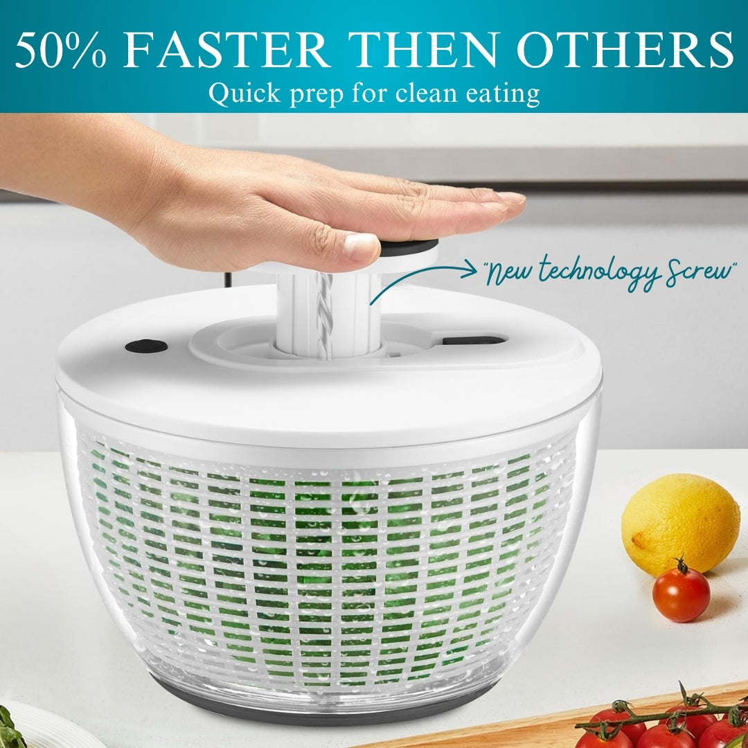 Salad Spinner BPA-Free Lettuce Spinner with Bowl | Manual Lettuce Dryer & Washer | Vegetable & Fruit Cleaner Spinner Bowl with Strainer
