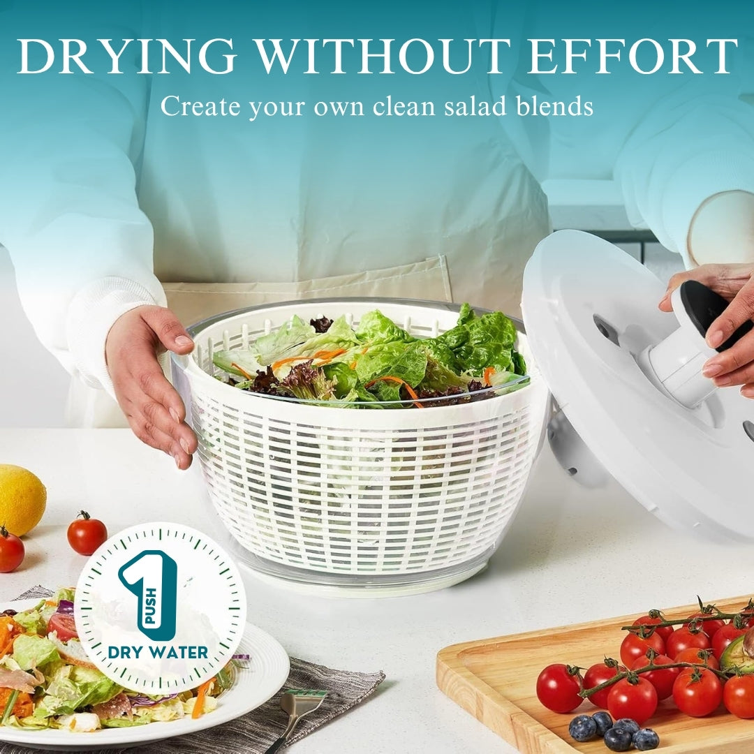 Salad Spinner BPA-Free Lettuce Spinner with Bowl | Manual Lettuce Dryer & Washer | Vegetable & Fruit Cleaner Spinner Bowl with Strainer