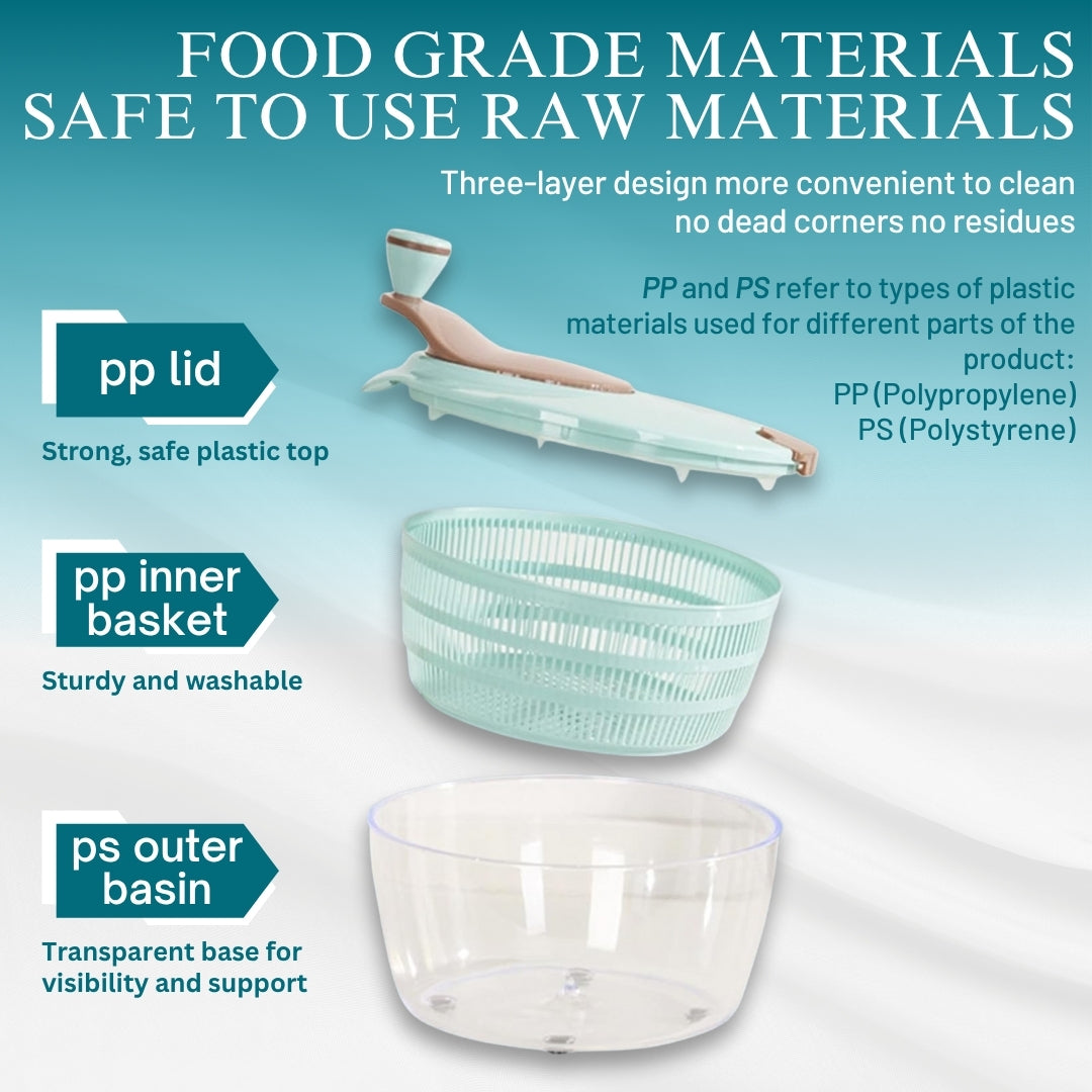 Salad Spinner - BPA-Free Lettuce Spinner with Bowl | Manual Vegetable Dryer & Washer | Ideal for Vegetable and Fruit Washing Bowl with Strainer
