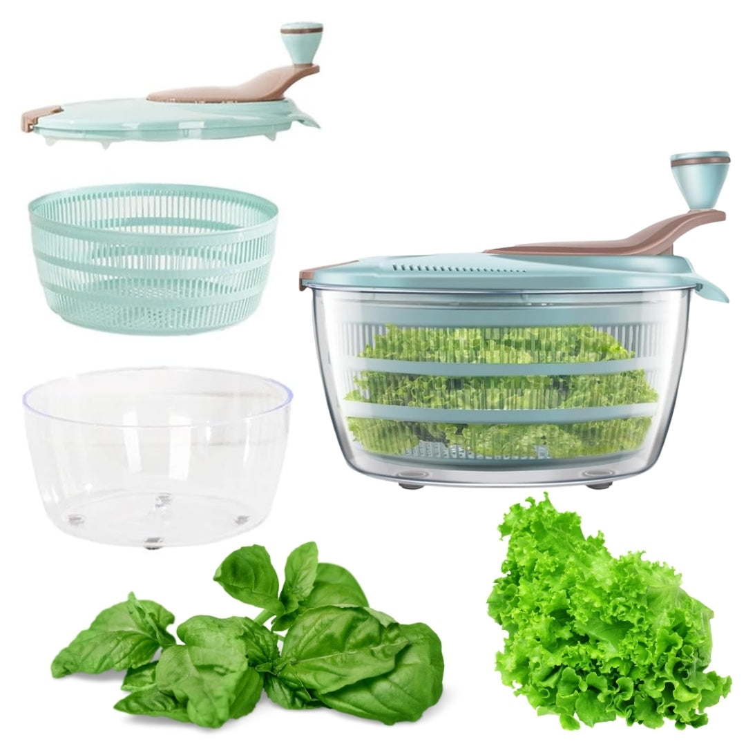 Salad Spinner - BPA-Free Lettuce Spinner with Bowl | Manual Vegetable Dryer & Washer | Ideal for Vegetable and Fruit Washing Bowl with Strainer