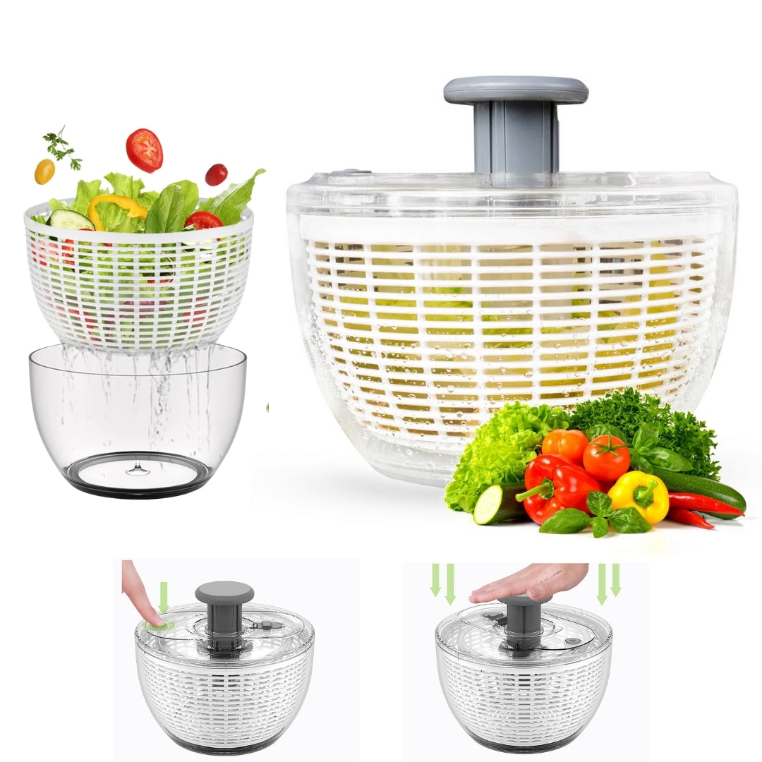 Salad Spinner BPA-Free Lettuce Spinner with Bowl | Manual Lettuce Dryer & Washer | Vegetable & Fruit Cleaner Spinner Bowl with Strainer