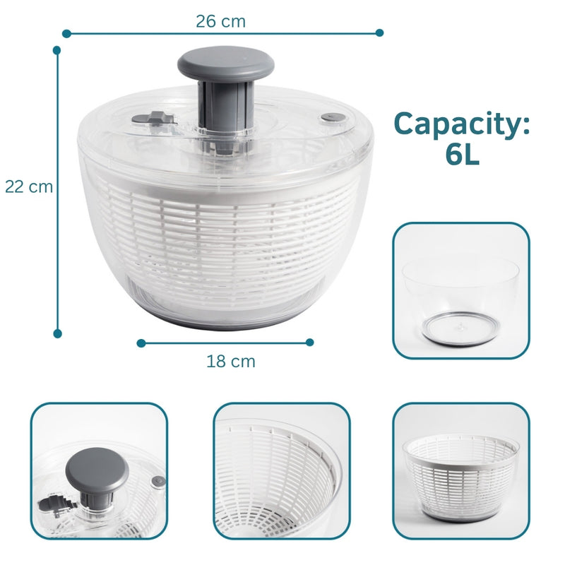 Salad Spinner BPA-Free Lettuce Spinner with Bowl | Manual Lettuce Dryer & Washer | Vegetable & Fruit Cleaner Spinner Bowl with Strainer