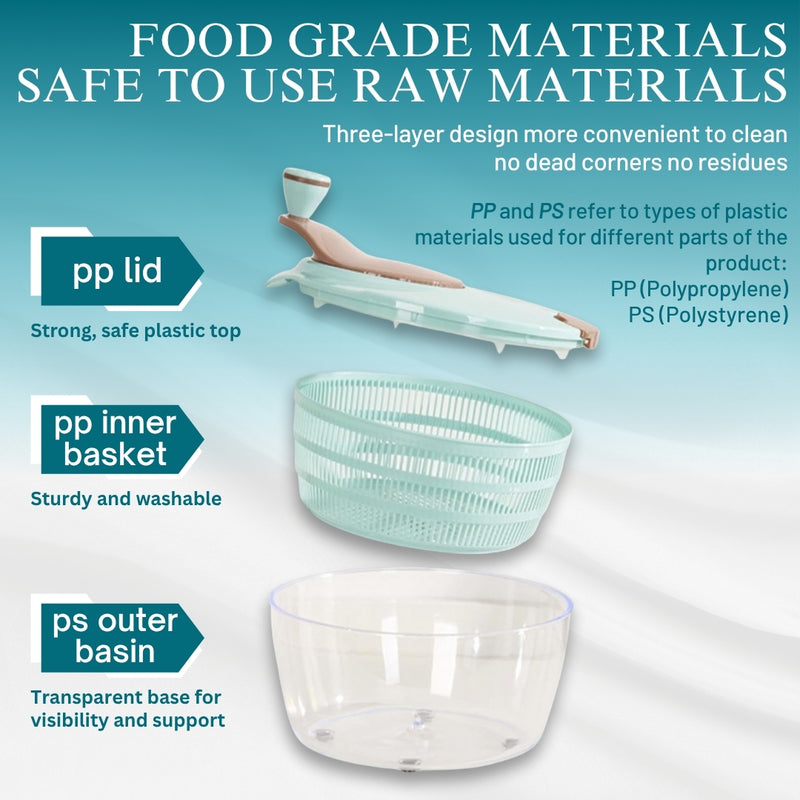 Salad Spinner - BPA-Free Lettuce Spinner with Bowl | Manual Vegetable Dryer & Washer | Ideal for Vegetable and Fruit Washing Bowl with Strainer