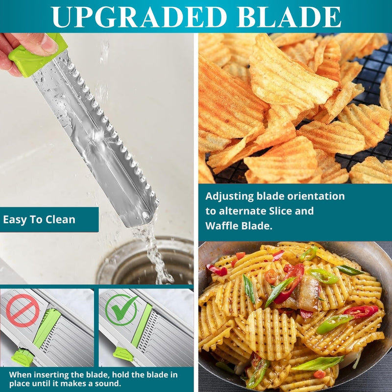 Mandoline Slicer | Stainless Steel Onion Slicer, Rotatable Dial to Adjust Thickness & Cabbage Shredder – Anti-Slip Base Gives Easy Grip