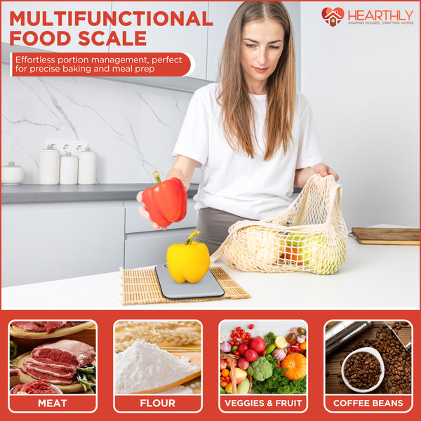 Digital Kitchen Scale with LCD Display up to 22 lbs | 304 Stainless Steel Food Scale