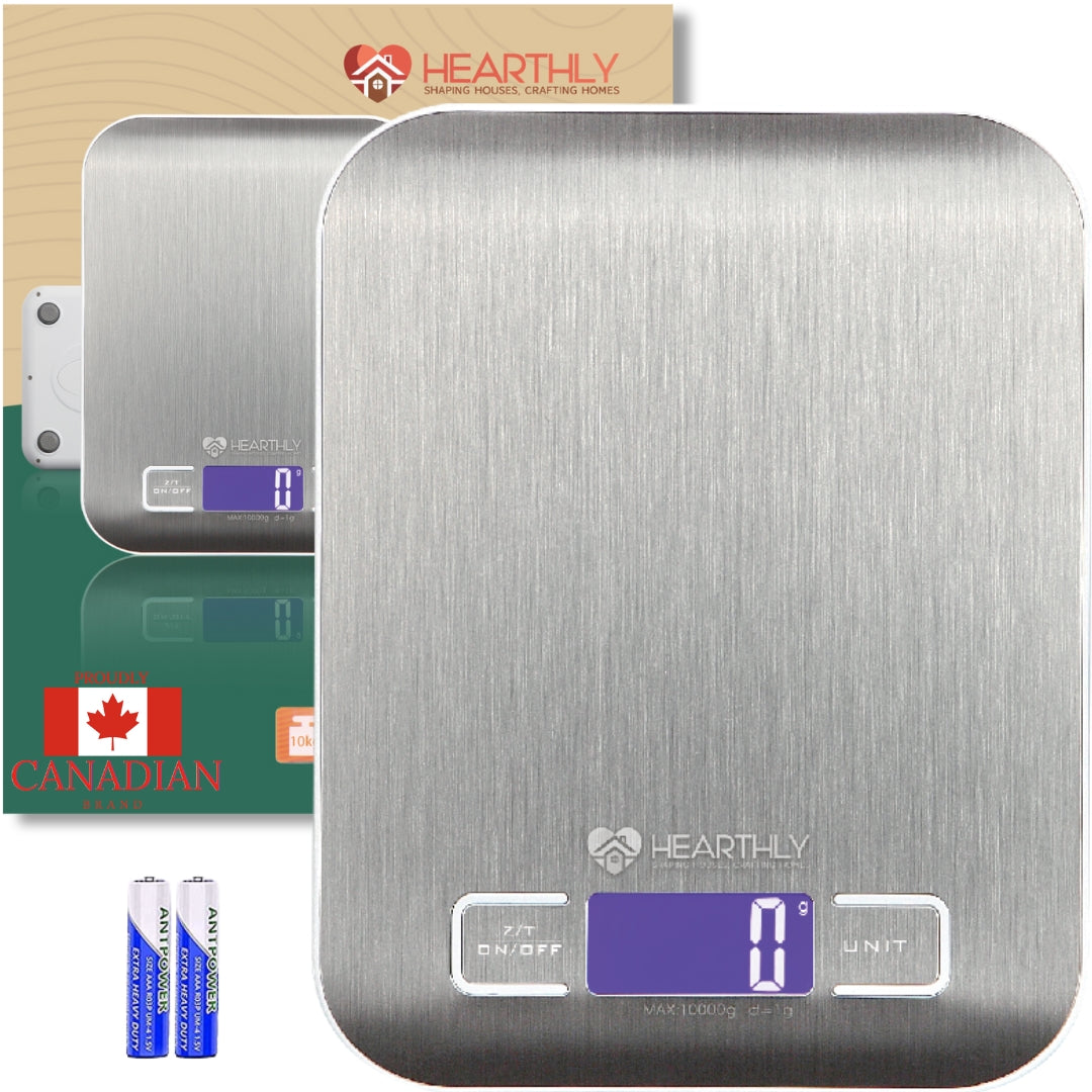 Digital Kitchen Scale with LCD Display up to 22 lbs | 304 Stainless Steel Food Scale