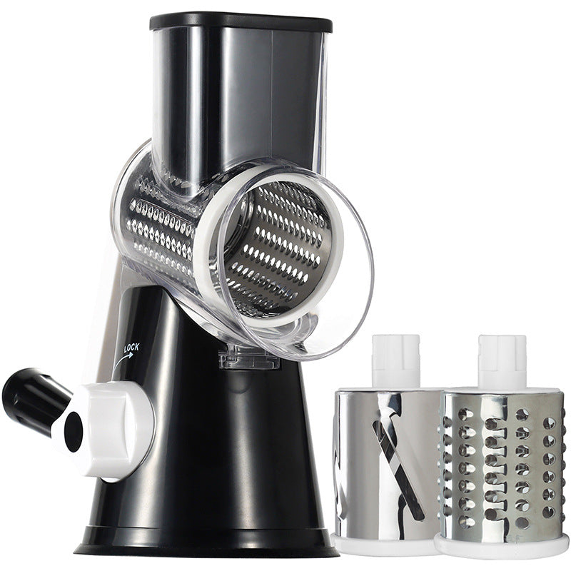 Rotary Cheese Grater & Vegetable Slicer – 3 Interchangeable Stainless Steel Blades | Easy-to-Clean Grater for Cheese, Fruits, Vegetables & Nuts
