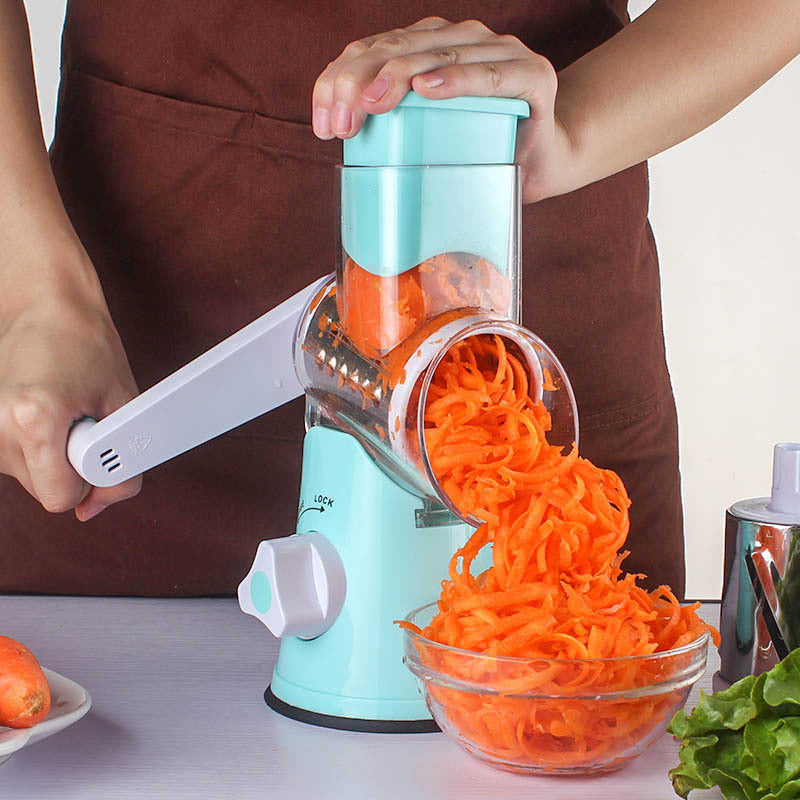 Rotary Cheese Grater & Vegetable Slicer – 3 Interchangeable Stainless Steel Blades | Easy-to-Clean Grater for Cheese, Fruits, Vegetables & Nuts