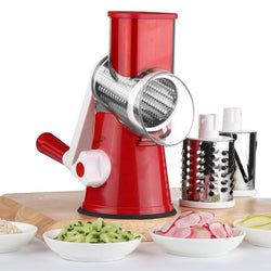 Rotary Cheese Grater & Vegetable Slicer – 3 Interchangeable Stainless Steel Blades | Easy-to-Clean Grater for Cheese, Fruits, Vegetables & Nuts