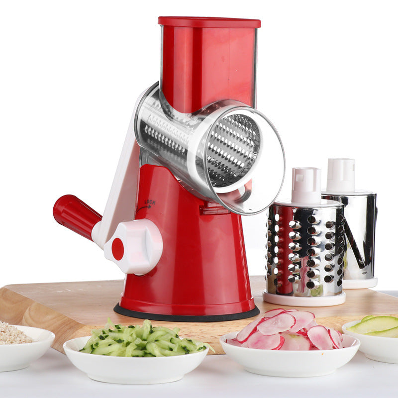 Rotary Cheese Grater & Vegetable Slicer – 3 Interchangeable Stainless Steel Blades | Easy-to-Clean Grater for Cheese, Fruits, Vegetables & Nuts