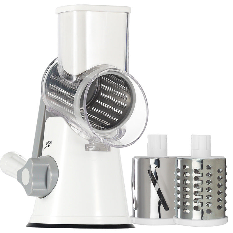 Rotary Cheese Grater & Vegetable Slicer – 3 Interchangeable Stainless Steel Blades | Easy-to-Clean Grater for Cheese, Fruits, Vegetables & Nuts