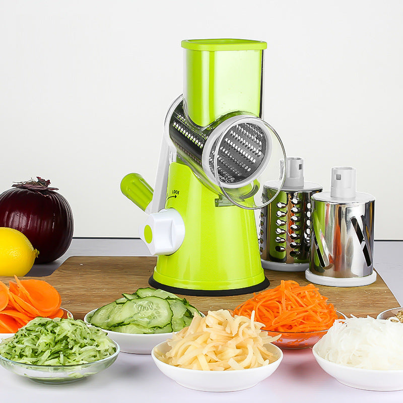 Rotary Cheese Grater & Vegetable Slicer – 3 Interchangeable Stainless Steel Blades | Easy-to-Clean Grater for Cheese, Fruits, Vegetables & Nuts